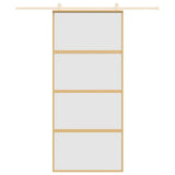 VidaXL Porte coulissante 90x205 cm verre ESG mat et aluminium doré
