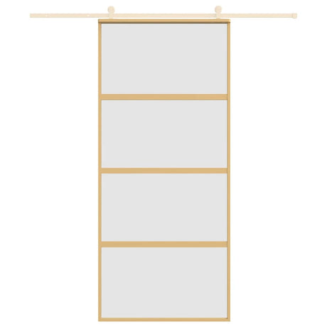 VidaXL Porte coulissante 90x205 cm verre ESG mat et aluminium doré