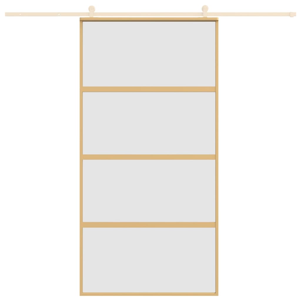 Vidaxl Porte coulissante 102.5x205 cm Verre ESG mate et aluminium or de couleur