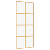 Vidaxl rutscht Dier 90x205 cm kloer ESG Glas an Aluminium Gold faarweg