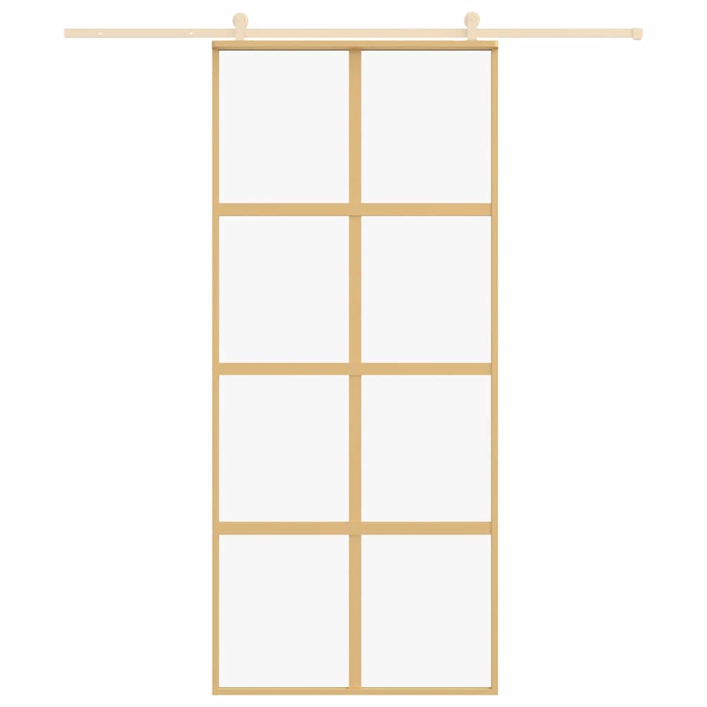 Vidaxx porte coulissante 90x205 cm verre ESG clair et aluminium doré