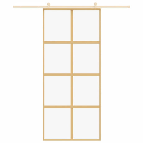 Vidaxx porte coulissante 90x205 cm verre ESG clair et aluminium doré