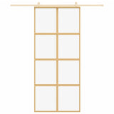 Vidaxl rutscht Dier 90x205 cm kloer ESG Glas an Aluminium Gold faarweg