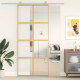 Vidaxl rutscht Dier 90x205 cm kloer ESG Glas an Aluminium Gold faarweg