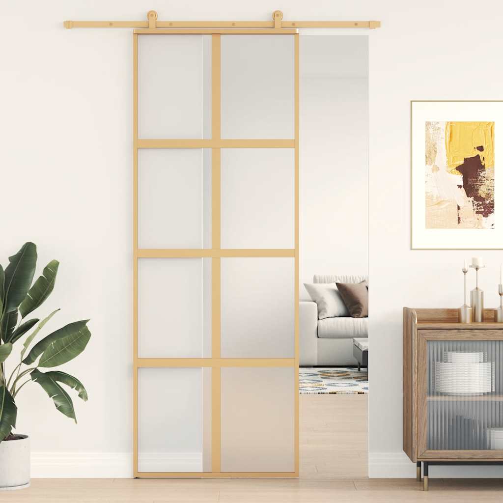 Vidaxx porte coulissante 76x205 cm verre ESG mat et aluminium doré