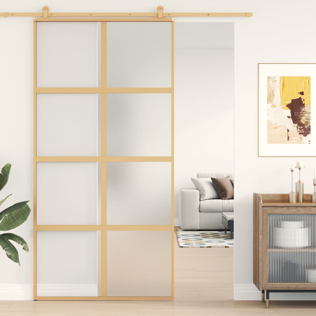 Vidaxx porte coulissante 102,5x205 cm verre ESG mat et aluminium doré