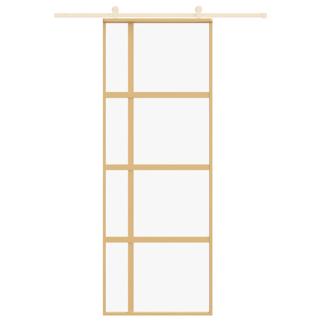 Vidaxl skjutdörr 76x205 cm klart ESG -glas och aluminiumguldfärgat