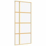 Vidaxl rutscht Dier 90x205 cm kloer ESG Glas an Aluminium Gold faarweg