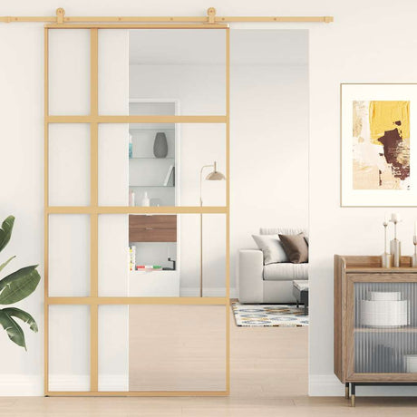 Vidaxx porte coulissante 102,5x205 cm verre ESG clair et aluminium couleur or
