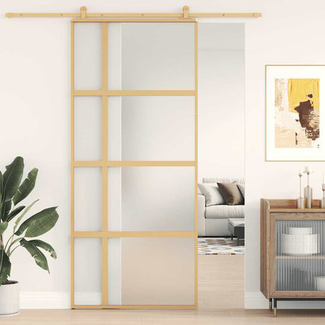 Vidaxx porte coulissante 90x205 cm verre ESG mat et aluminium doré