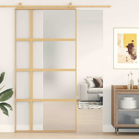 Vidaxx porte coulissante 102,5x205 cm verre ESG mat et aluminium doré