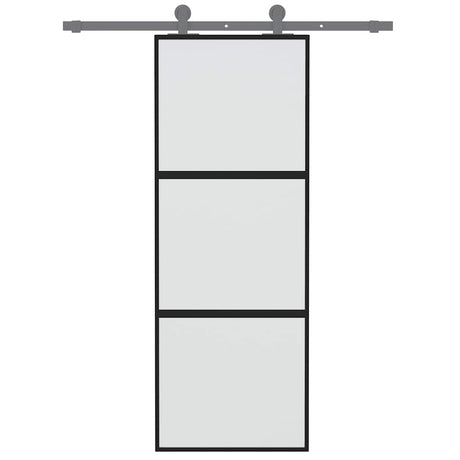 Vidaxx porte coulissante 76x205 cm verre trempé et aluminium noir