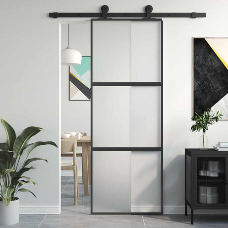 Vidaxx porte coulissante 76x205 cm verre trempé et aluminium noir