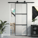 Vidaxl sliding door 76x205 cm hardened glass and aluminum black