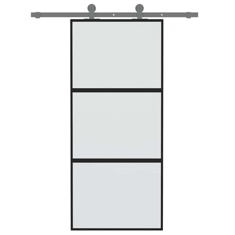Vidaxx porte coulissante 90x205 cm verre trempé et aluminium noir