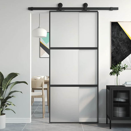 Vidaxx porte coulissante 90x205 cm verre trempé et aluminium noir