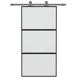 Vidaxl Porte coulissante 102.5x205 cm Verre durcie et noir en aluminium