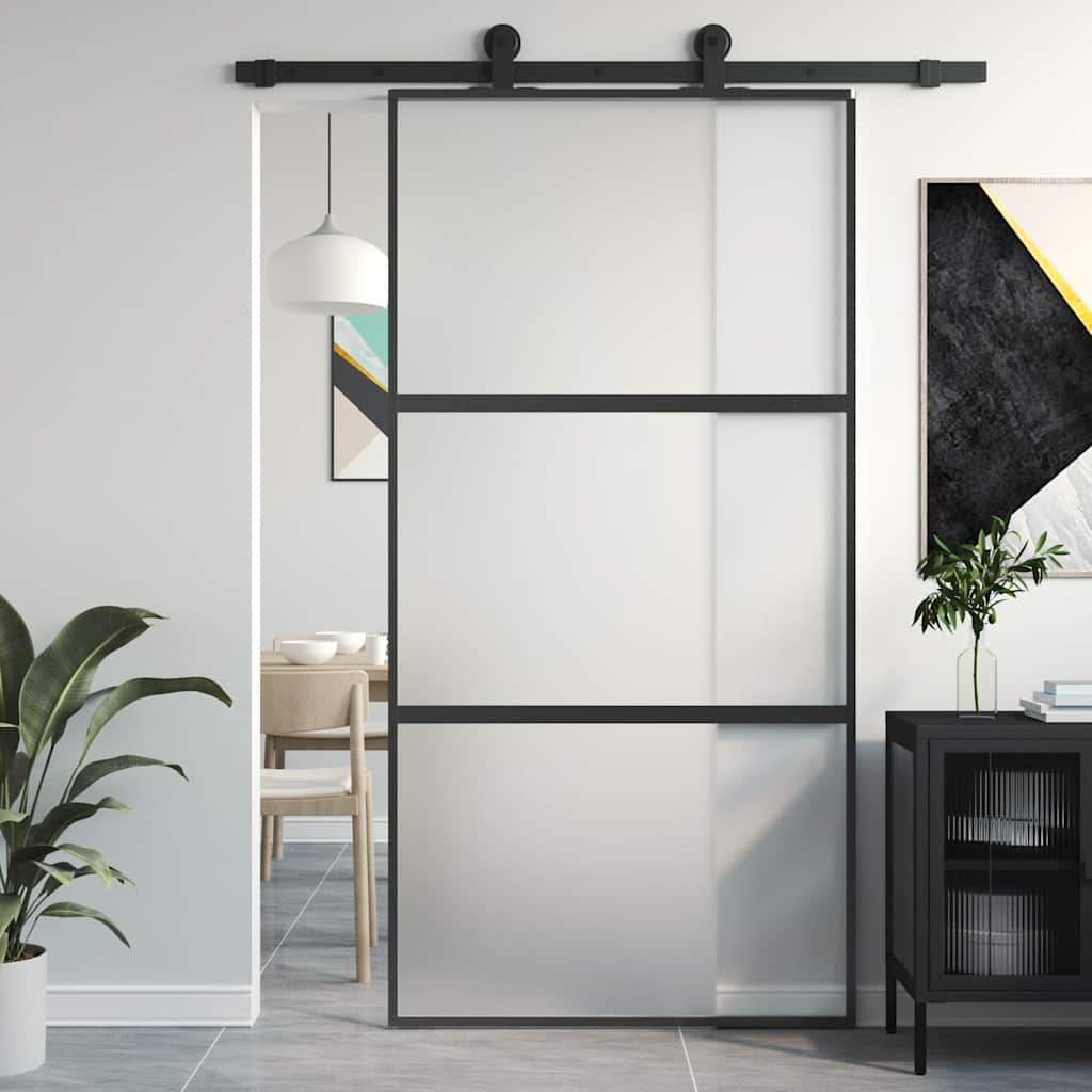 Vidaxx porte coulissante 102,5x205 cm verre trempé et aluminium noir
