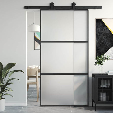 Vidaxx porte coulissante 102,5x205 cm verre trempé et aluminium noir