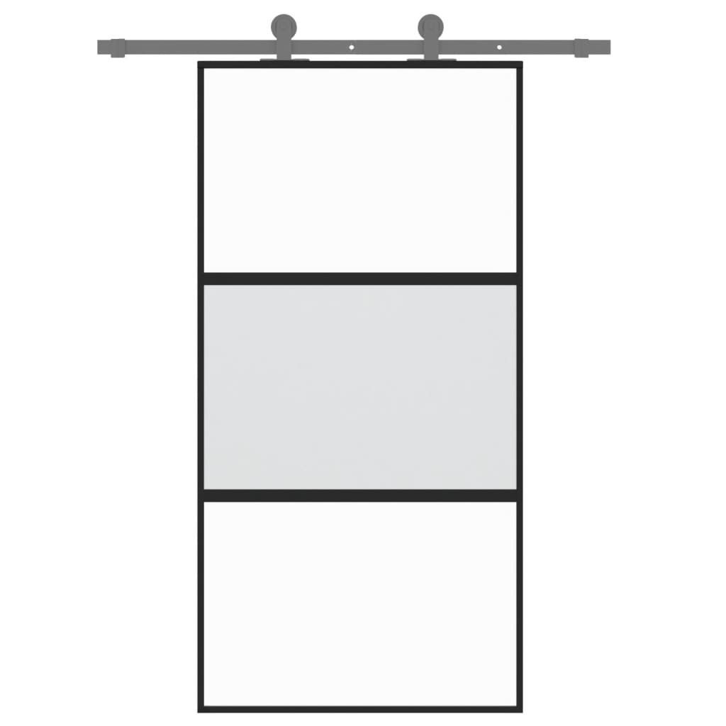 Puerta corredera Vidaxl 102.5x205 cm de vidrio endurecido y negro de aluminio