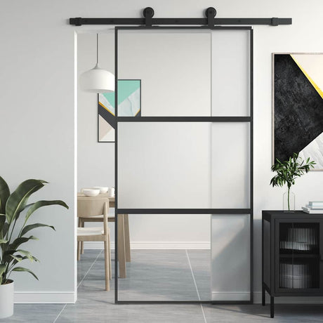 Vidaxx porte coulissante 102,5x205 cm verre trempé et aluminium noir