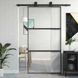 Vidaxl Schiebetür 102,5 x 205 cm gehärtetes Glas und Aluminiumschwarz