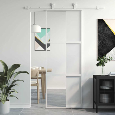 Vidaxx porte coulissante 76x205 cm verre trempé et aluminium blanc