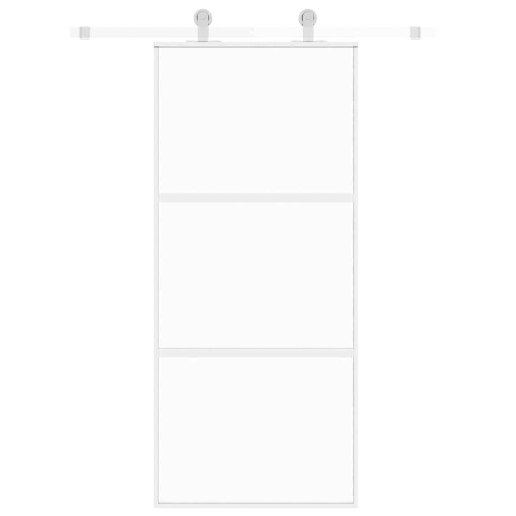 Vidaxl Porte coulissante 90x205 cm Verre durcie et aluminium blanc