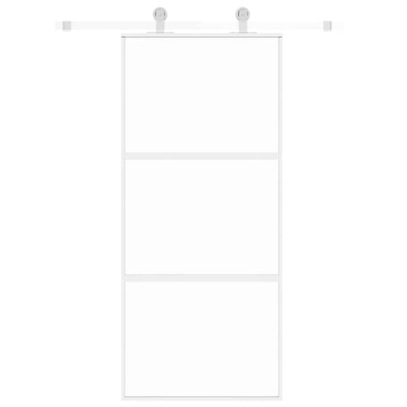 VidaXL Porte coulissante 90x205 cm verre trempé et aluminium blanc