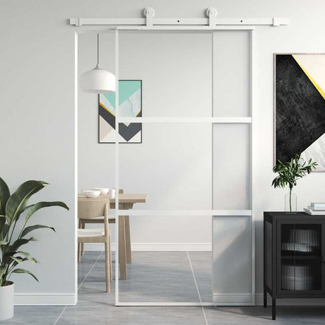 Vidaxx porte coulissante 102,5x205 cm verre trempé et aluminium blanc