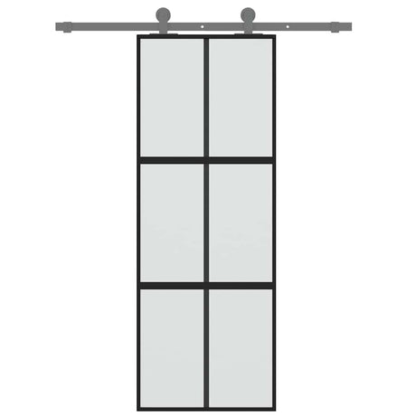 Vidaxx porte coulissante 76x205 cm verre trempé et aluminium noir