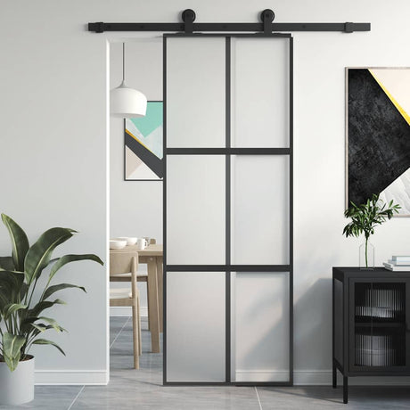 Vidaxx porte coulissante 76x205 cm verre trempé et aluminium noir
