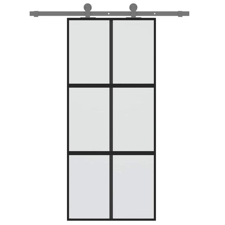 VidaXL Porte coulissante 90x205 cm verre trempé et aluminium noir