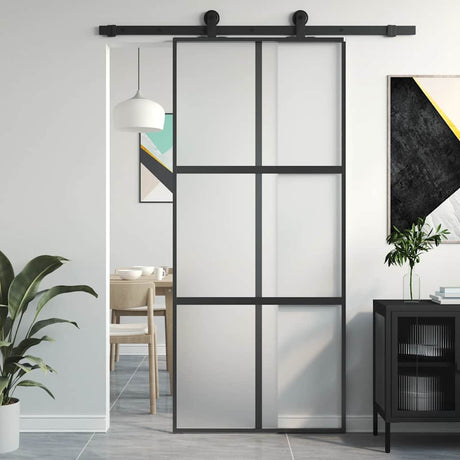 VidaXL Porte coulissante 90x205 cm verre trempé et aluminium noir