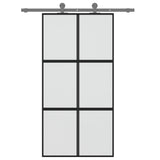 Vidaxl Porte coulissante 102.5x205 cm Verre durcie et noir en aluminium