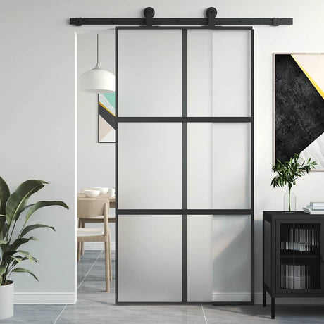 VidaXL Porte coulissante 102,5x205 cm verre trempé et aluminium noir