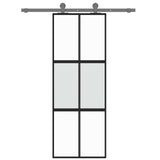 Vidaxx porte coulissante 76x205 cm verre trempé et aluminium noir