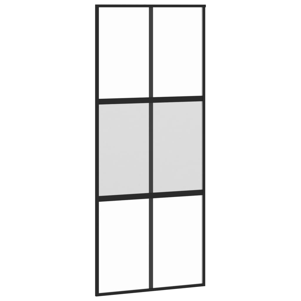 Vidaxl sliding door 90x205 cm hardened glass and aluminum black