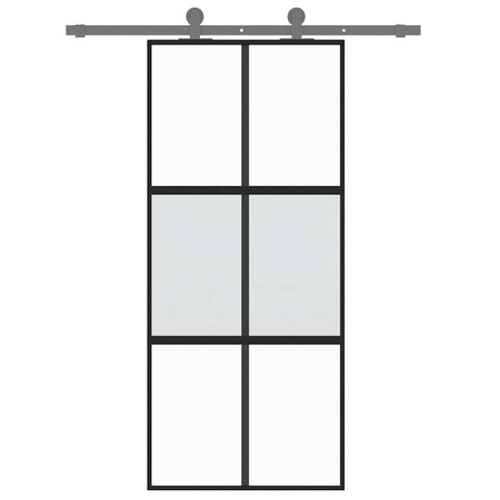 Vidaxx porte coulissante 90x205 cm verre trempé et aluminium noir