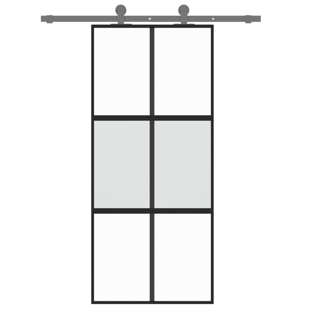 Vidaxl sliding door 90x205 cm hardened glass and aluminum black