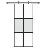 Vidaxl schuifdeur 90x205 cm gehard glas en aluminium zwart