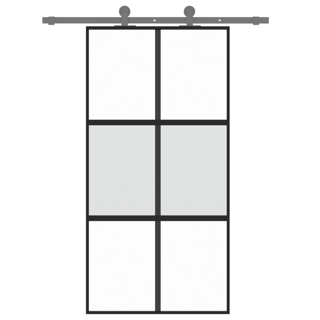 Vidaxl Schiebetür 102,5 x 205 cm gehärtetes Glas und Aluminiumschwarz