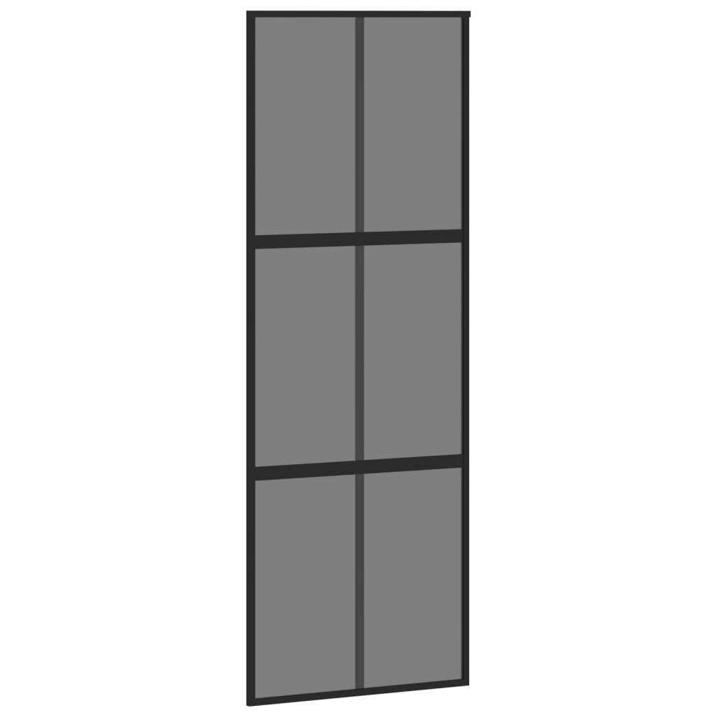 Vidaxl sliding door 76x205 cm hardened glass and aluminum black