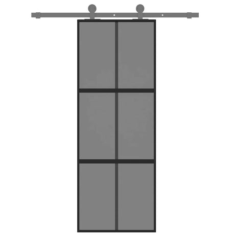 VidaXL Porte coulissante 76x205 cm verre trempé et aluminium noir