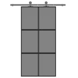 Puerta corredera Vidaxl 102.5x205 cm de vidrio endurecido y negro de aluminio