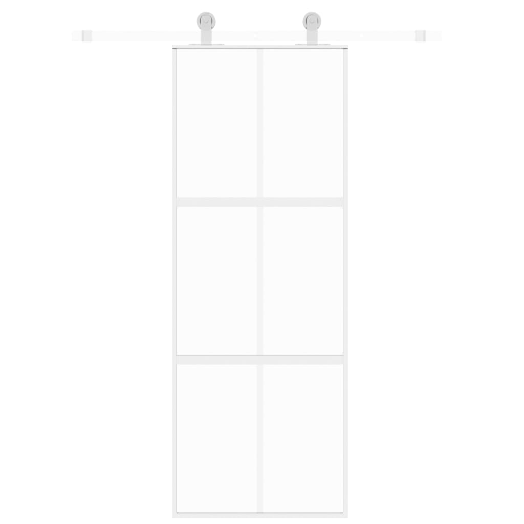 Vidaxl Schiebetür 76x205 cm gehärtetes Glas und Aluminium weiß