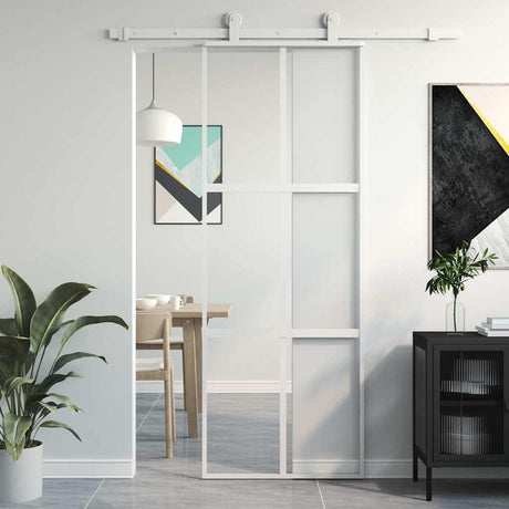 Vidaxx porte coulissante 76x205 cm verre trempé et aluminium blanc