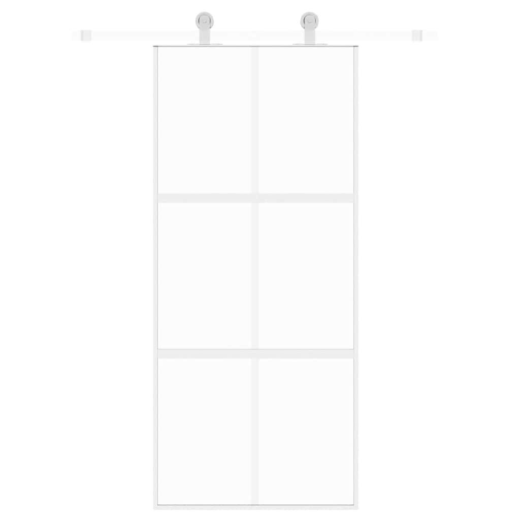 Vidaxx porte coulissante 90x205 cm verre trempé et aluminium blanc