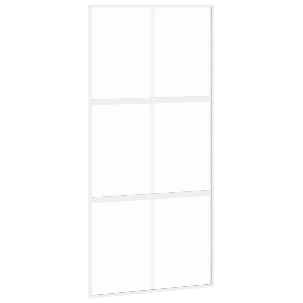 Vidaxl skjutdörr 102.5x205 cm härdat glas och aluminiumvitt