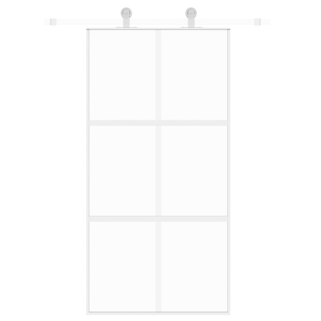 Vidaxl Porte coulissante 102.5x205 cm Verre durcie et aluminium blanc